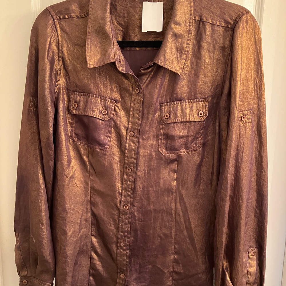 Calvin Klein Metallic Bronze Women's Blouse